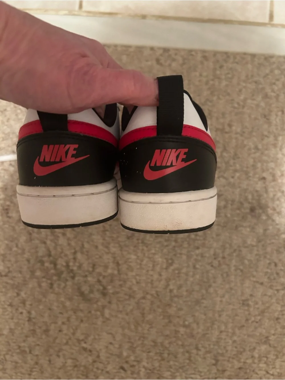 Nike Kids' White and Red Court Borough Low-Top Sneakers